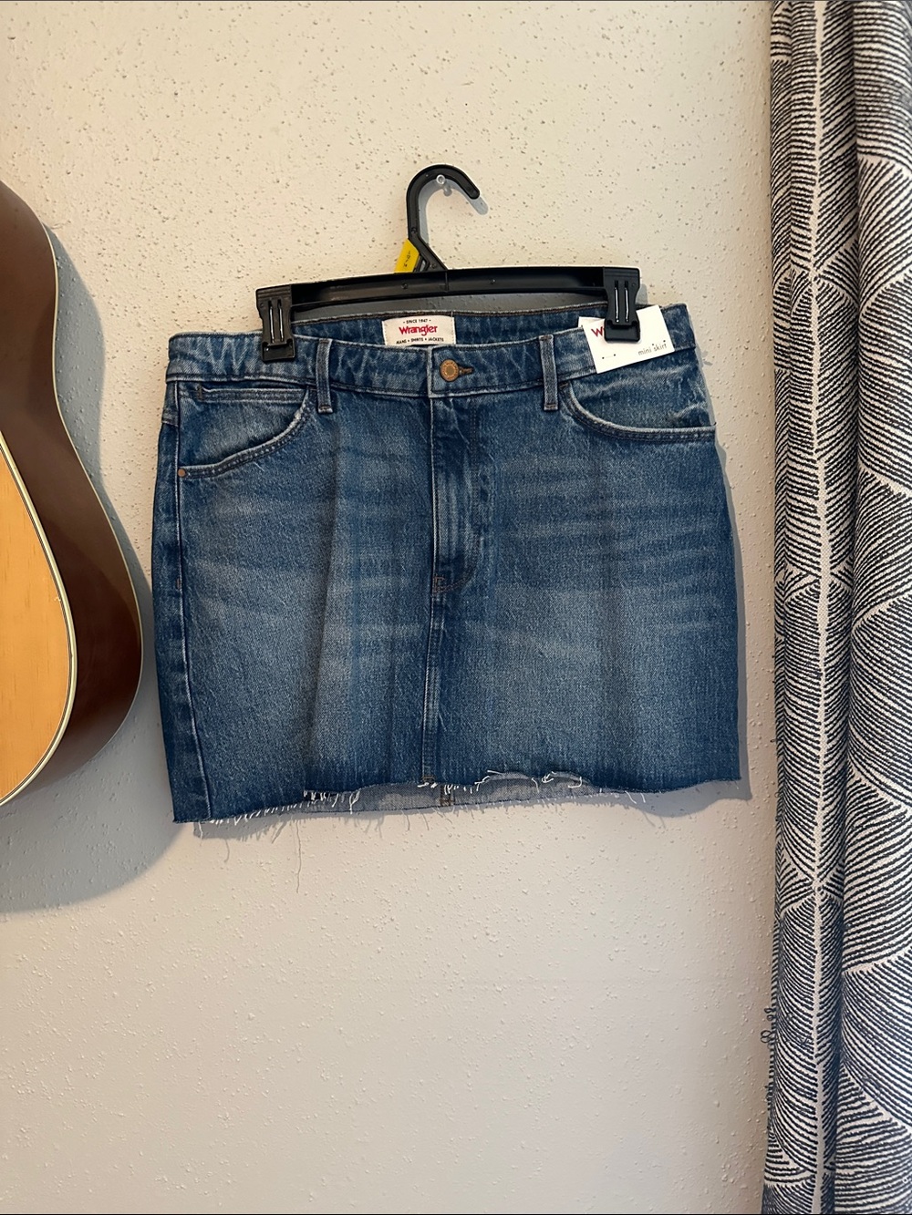 Wrangler Dark Blue Denim Mini Skirt with Raw Hem